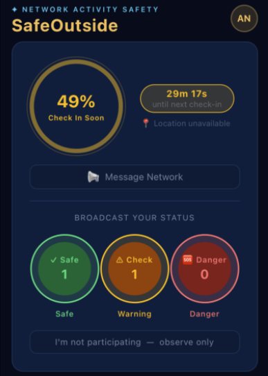 mobile RAG buttons in the SafeOutside app